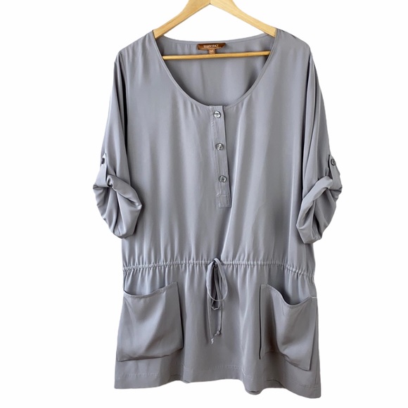 Ellen Tracy Tops - Ellen Tracy 3/4 Sleeves Drawstring Tunic Blouse